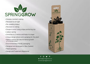 SpringGrow Plant Support System - for all Climbing Plants Including Tomatoes, Peppers, Beans, Hops, Hoya Plants, Zucchini - Expands to 3.3 metres, UV and Water Resistant, Adjustable Clip