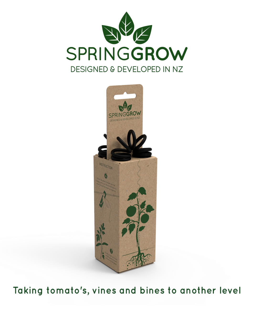 SpringGrow Plant Support System - for all Climbing Plants Including Tomatoes, Peppers, Beans, Hops, Hoya Plants, Zucchini - Expands to 3.3 metres, UV and Water Resistant, Adjustable Clip